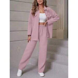 Waffle Knit Collar Cardigan & Pants Set | Cozy Chic Lounge Outfit - 2 piece set